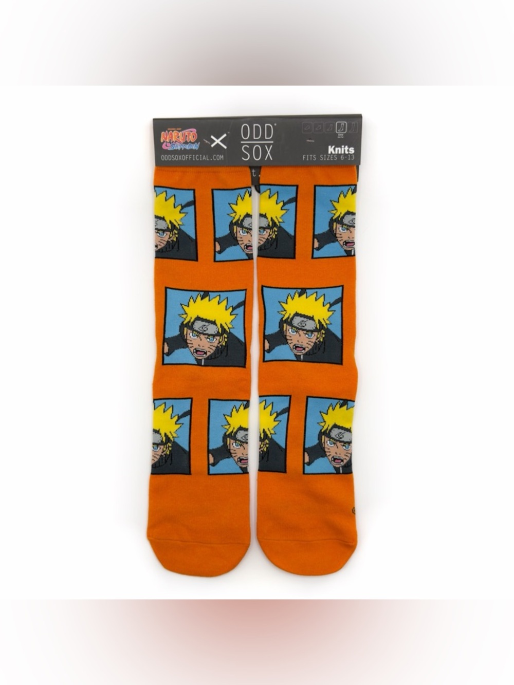 Odd Sox Naruto Shippuden Crew Socks Mens Womens Anime Cartoon Orange Fun Gift